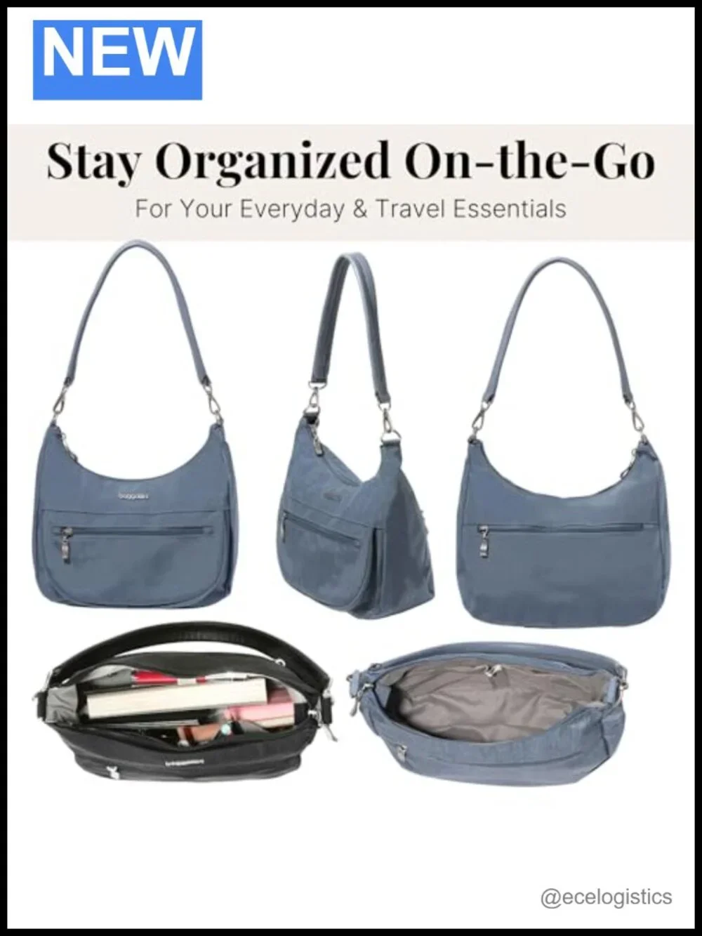 Water-Resistant Nylon Convertible Shoulder Crossbody Bag with Phone Pocket